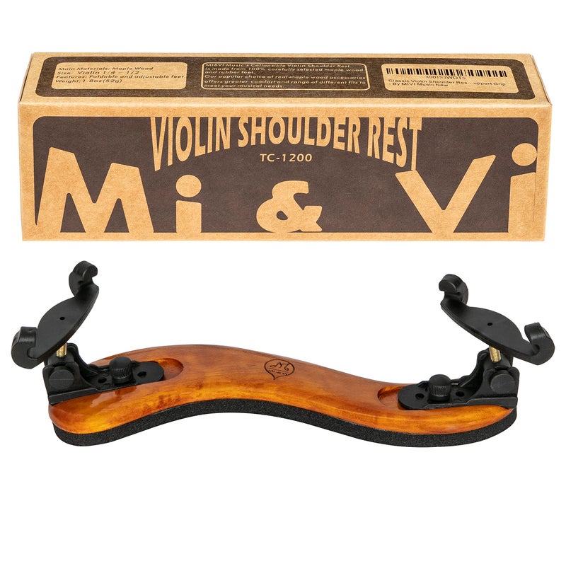 Mivi Classic Violin Shoulder Rest (Violin 1/2-1/4 & Viola 12"-11") with Adjustable Height | Collapsible | Real Maple Wood| Excellent Support Grip - By MIVI Music - Image 1